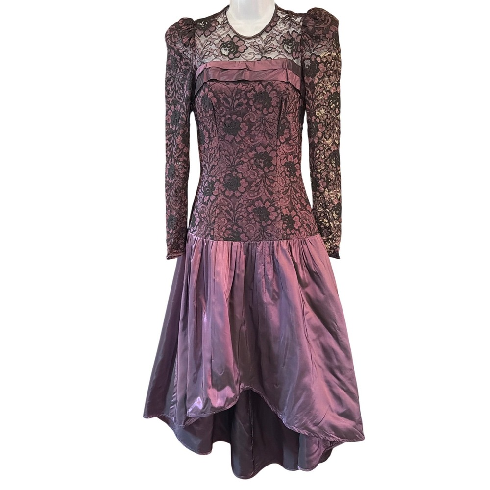 80s Dance-Allure Gown Gothic Romance Whimsigoth Victorian Revival High-Low Dress